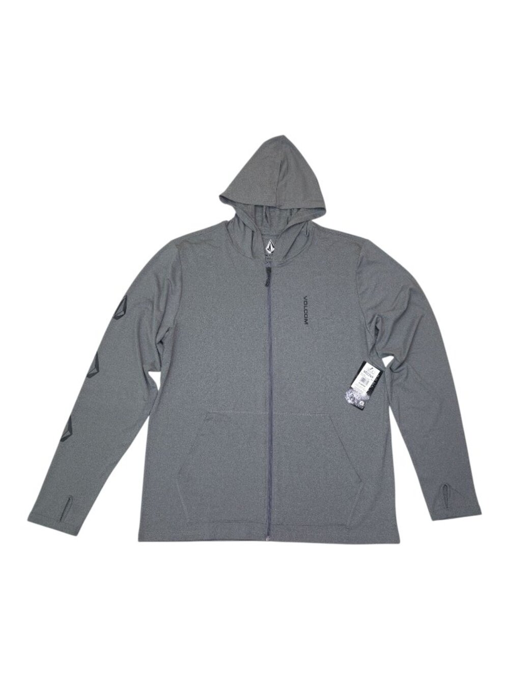 Volcom Iconic Stone Ls Hoodie Mens XL Gray Anti-UV Lightweight Zip-Up